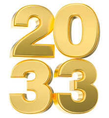 Luxurious Golden 2033 3D Numerals for New Year Celebrations, Anniversaries, and Future Concepts