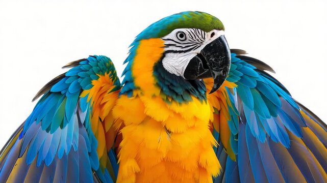 Blue-and-yellow macaw parrot close-up