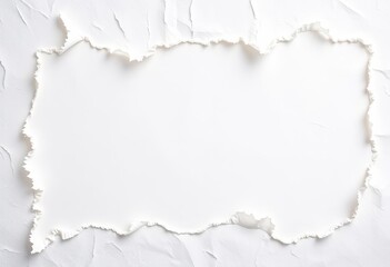 Jagged edges, frayed fibers, distressed texture, uneven white paper background,  material,  uneven