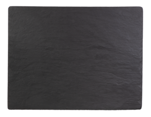 Big slate serving tray or plate isolated on white or transparent background, top view