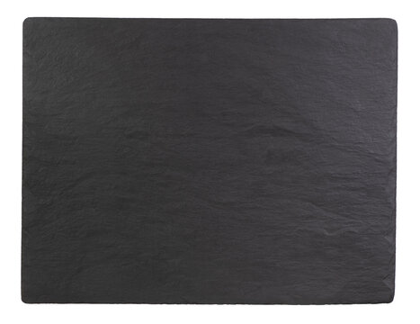 Big slate serving tray or plate isolated on white or transparent background, top view