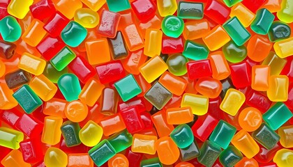 Vibrant colorful gummy candies arranged in a geometric pattern,  sweets,  candy background