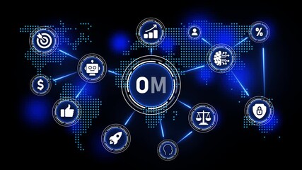 Operations Management digital network concept with global map and icons business - Powered by Adobe