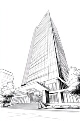 Fototapeta premium Modern architectural illustration of a high rise building