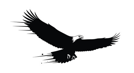 Fototapeta premium Dramatic silhouette of an eagle soaring with outstretched wings, conveying power, freedom, and a sense of the wild nature.