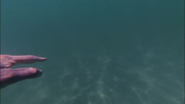 Diving Under Ocean caustics sunlight diving