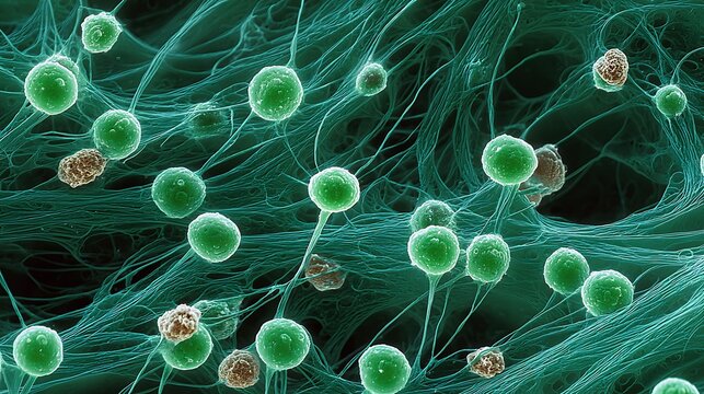 Aspergillus fungus on white bread, showing fine mycelium and dark green spore heads.