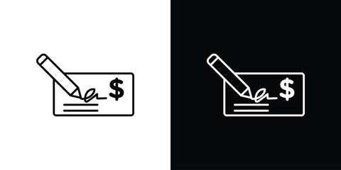 Signing cheque icon editable vector stroke for web designs
