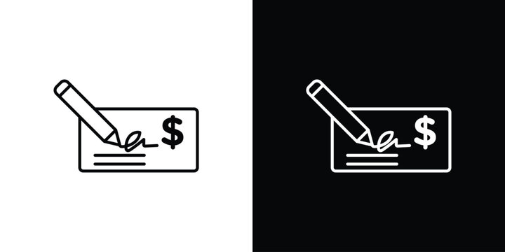 Signing cheque icon editable vector stroke for web designs