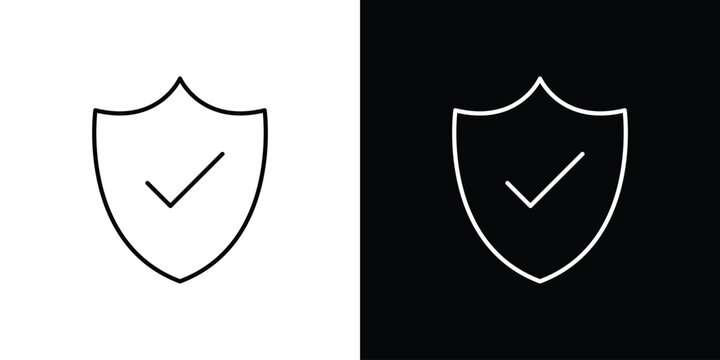 Shield check icon editable vector stroke for web designs