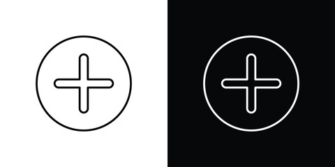 Plus icon editable vector stroke for web designs