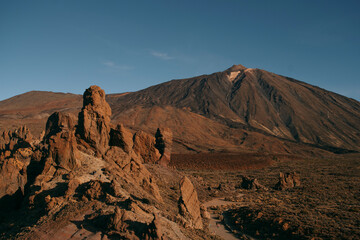 Striking sunset over Tenerife's volcanic ridge, great for travel advertisements, nature posters, and premium stock images