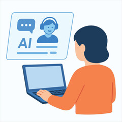 Person using laptop with ai assistant chat interface digital technology future