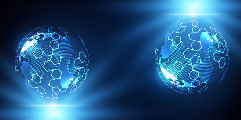 Global connection network background. World map. High-speed internet technology concept or fast wireless data transmission. modern internet network connection technology background