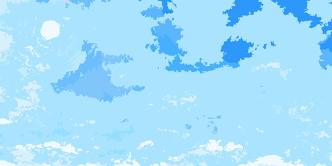 Abstract sky with painterly clouds in shades of blue and white