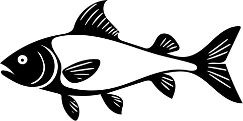 Black and White Fish Silhouette Vector Illustration