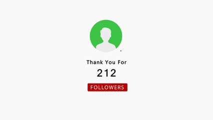 Social Media Thank You For 212 Followers Graphic With Profile Icon number