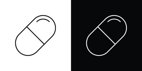 Capsule icon editable vector stroke for web designs