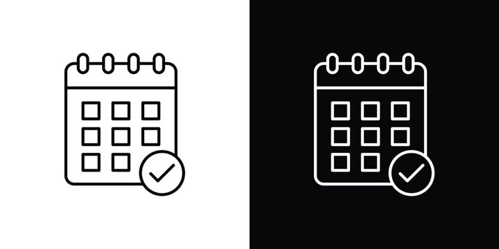 Calendar check icon editable vector stroke for web designs