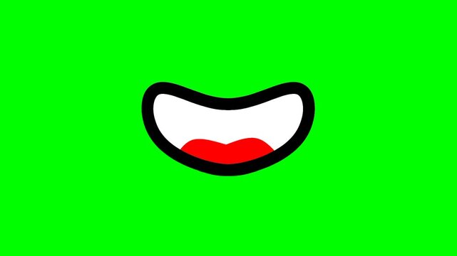 A cartoon mouth speaks with various movements against a green screen background. Suitable for anime, comics, and videos. Very high resolution.