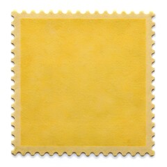 Blank yellow postage stamp with serrated edges on white background