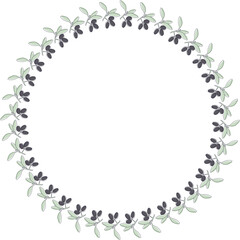 Olive branch frame. Botanic plant empty template. Empty frame box. Hand drawn illustration