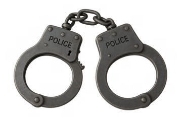 Handcuffs representing law enforcement, arrest, crime, justice, and security on transparent background