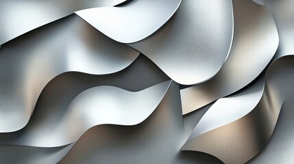 Sleek silver metallic wave pattern creates a modern, dynamic background suitable for technology, design, or corporate communications projects