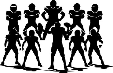 American Football Team Silhouette Illustration"
