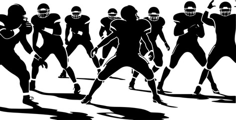 American Football Team Silhouette Illustration"