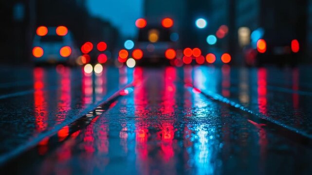 Vibrant city lights reflected in dark water at night Video