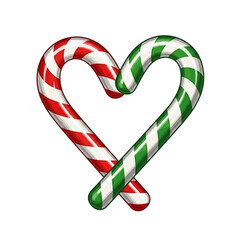 Obraz premium Two candy canes form a heart shape for christmas winter holiday season sweet treats festive celebration transparent background