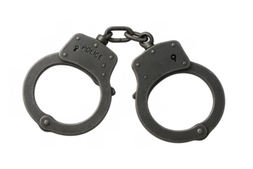 Handcuffs representing law enforcement, arrest, crime, justice, and security on transparent background
