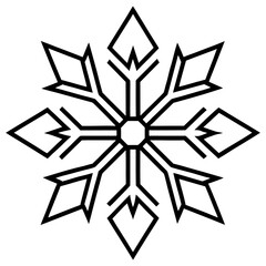 Vector illustration of a  line art snowflake silhouette