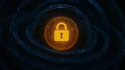 A glowing digital coin with a padlock symbolizing security and encryption in cryptocurrency. Ideal for tech and finance themes. - Powered by Adobe