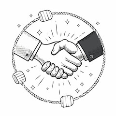 Hand Drawn Business Handshake Agreement Illustration.