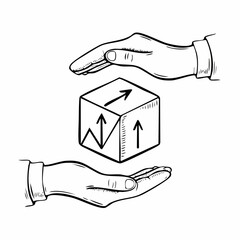 Hand Drawn Sketch of Business Growth and Protection.