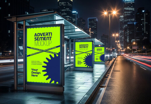 City Bus Stop Mockup Template