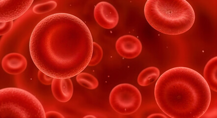 Red blood cells in bloodstream, 3d medical illustration