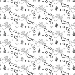 seamless pattern with black  birds