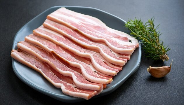 Raw Or Smoked Pork Bacon Slices Or Strips As A Breakfast Ingredient Raw Bacon