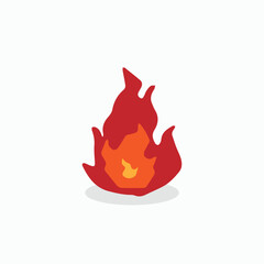 Single hand drawn flat campfire flame vector icon. Minimalist illustration for warning, energy, hot, camp, or spicy food labels and stickers