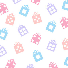 Cute gift box, pastel colors. Abstract background. Design for wallpaper, print, cover, cloth, wrapping paper, art, wall art, vector, illustration
