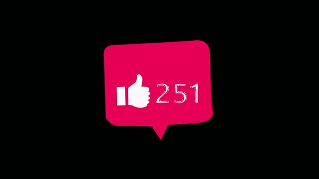 like react Counting for Social Media 1-500 like react.Like react icon on blck background. 4k video
