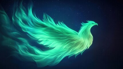Obraz premium Aurora borealis forming the shape of a phoenix, mythical symbolism