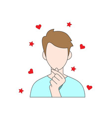 Cute Man Finger Heart Pose Illustration – Love Expression Vector Art