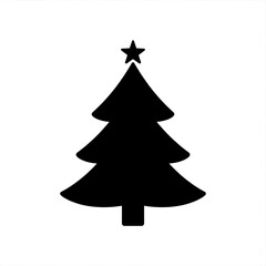 Obraz premium Silhouette of a christmas tree with a star on top against a white background view