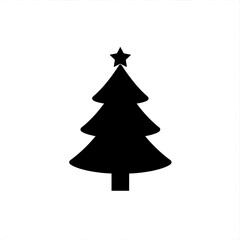 Fototapeta premium Silhouette of a christmas tree with a star on top against a white background view