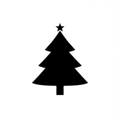 Fototapeta premium Silhouette of a christmas tree with a star on top against a white background view