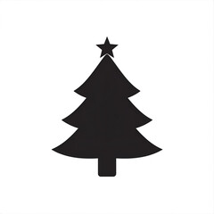 Obraz premium A simple black christmas tree silhouette with a star on top against white background